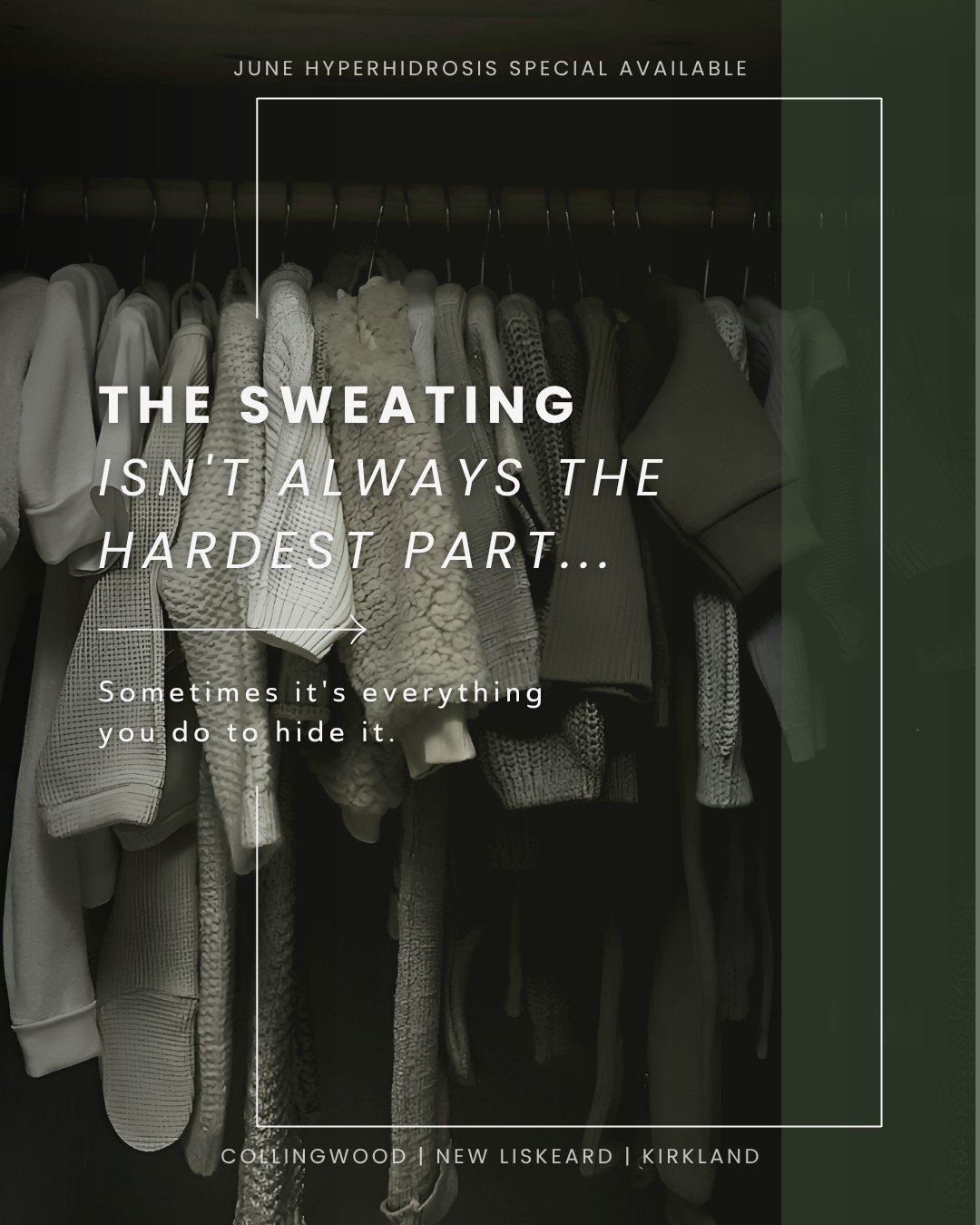 The sweating isn't always the hardest part... sometimes it's everything you do to hide it 🤍

The dark colours you reach for without thinking, the extra shirt packed "just in case," the quick check in the mirror before a meeting, or the way