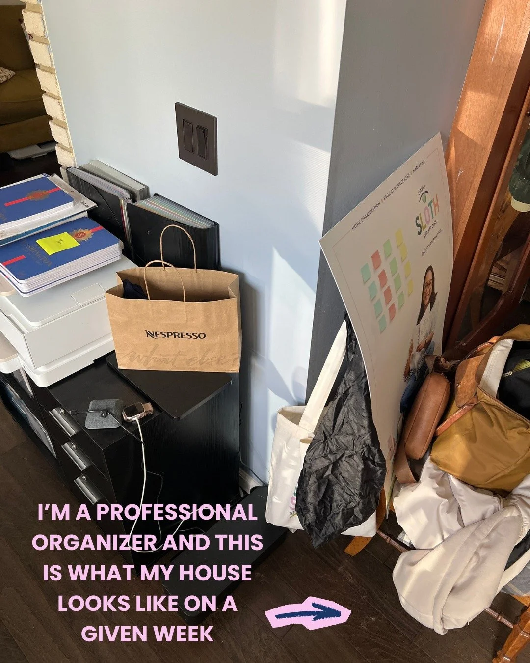 Clutter doesn't define you. 

It means you're living. Cooking, working, raising kids ( or pups in my case), having people over. Life makes mess. Mine included, and I do this for a living.

Clutter only becomes a real problem when it starts running yo