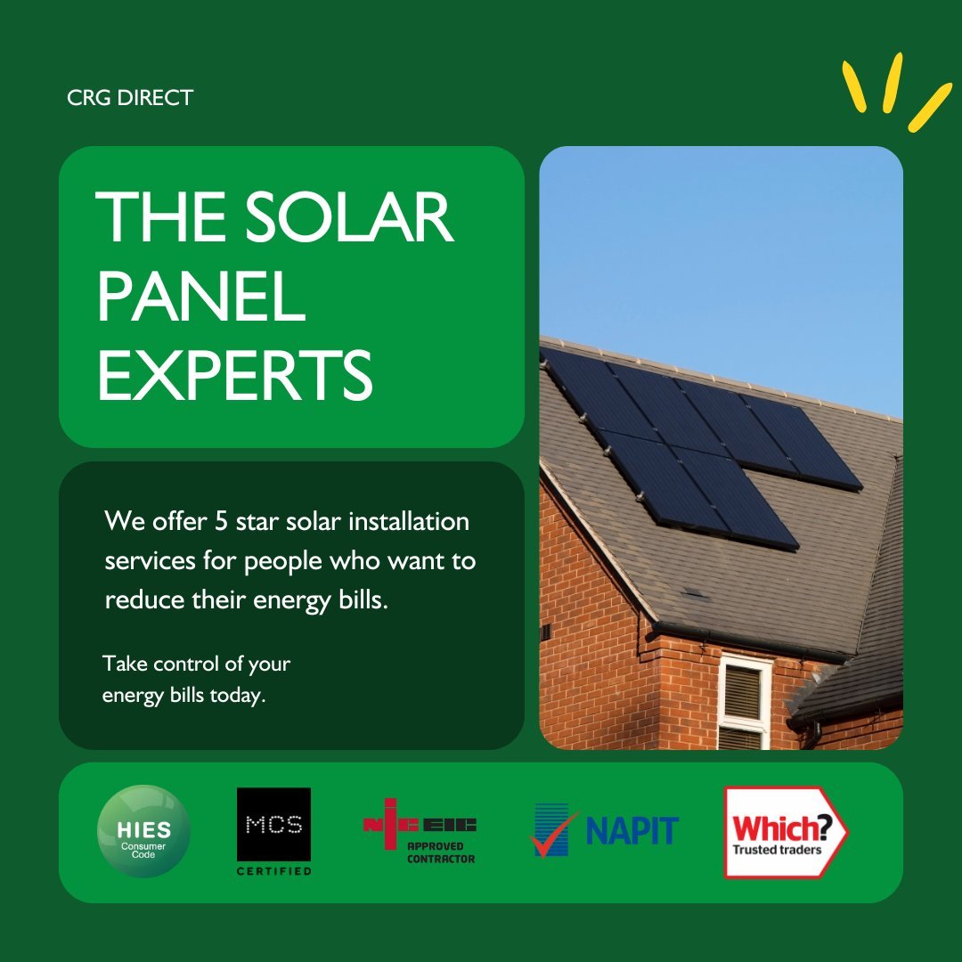 CRG are not just solar panel installers. We're solar panel experts. 

There's a reason for our five star reviews any many quality markers - we really care about our customers.

If you've been thinking about reducing your energy bills for the long ter