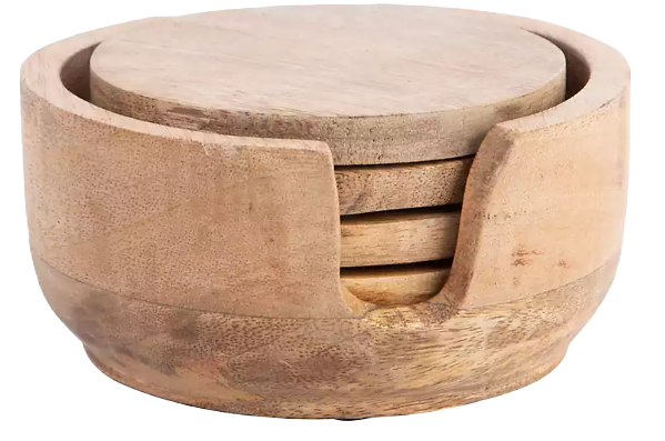 Round Brown Wooden Coasters