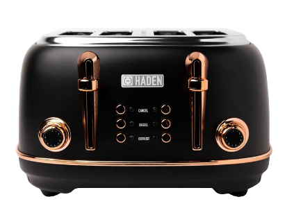 Haden Black and Copper Heritage 4 Slide Wide Slot Toaster