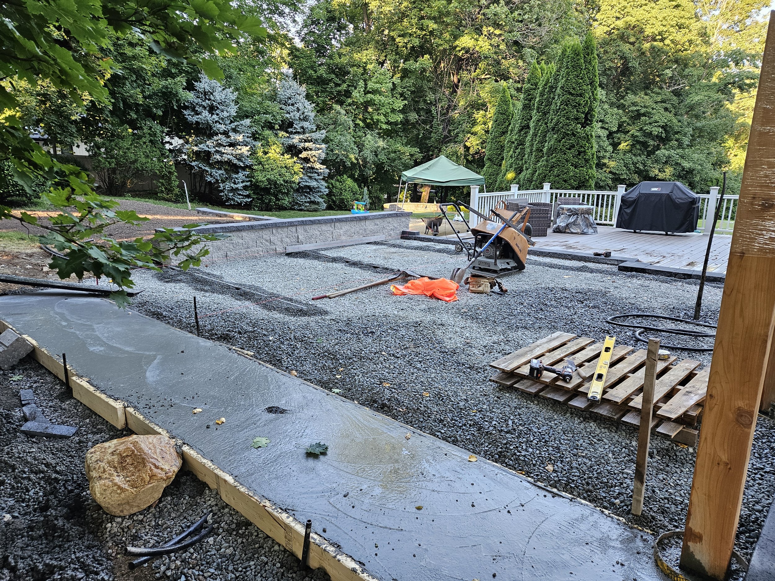 Concrete pour to secure the base