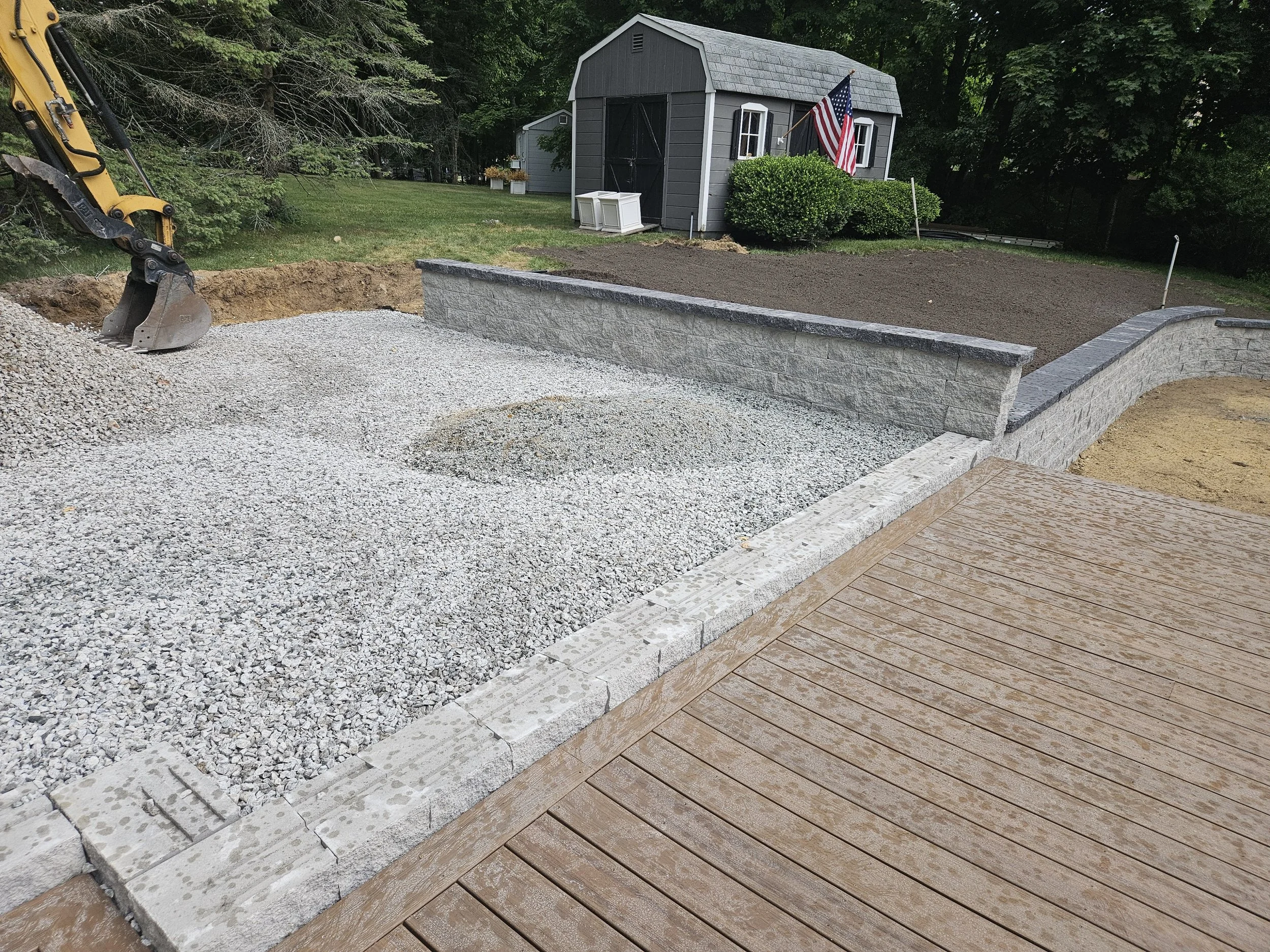 Base for the patio is added