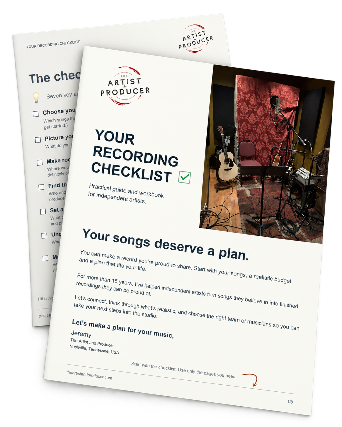 Your Recording Checklist — angled cover and seven-part checklist preview