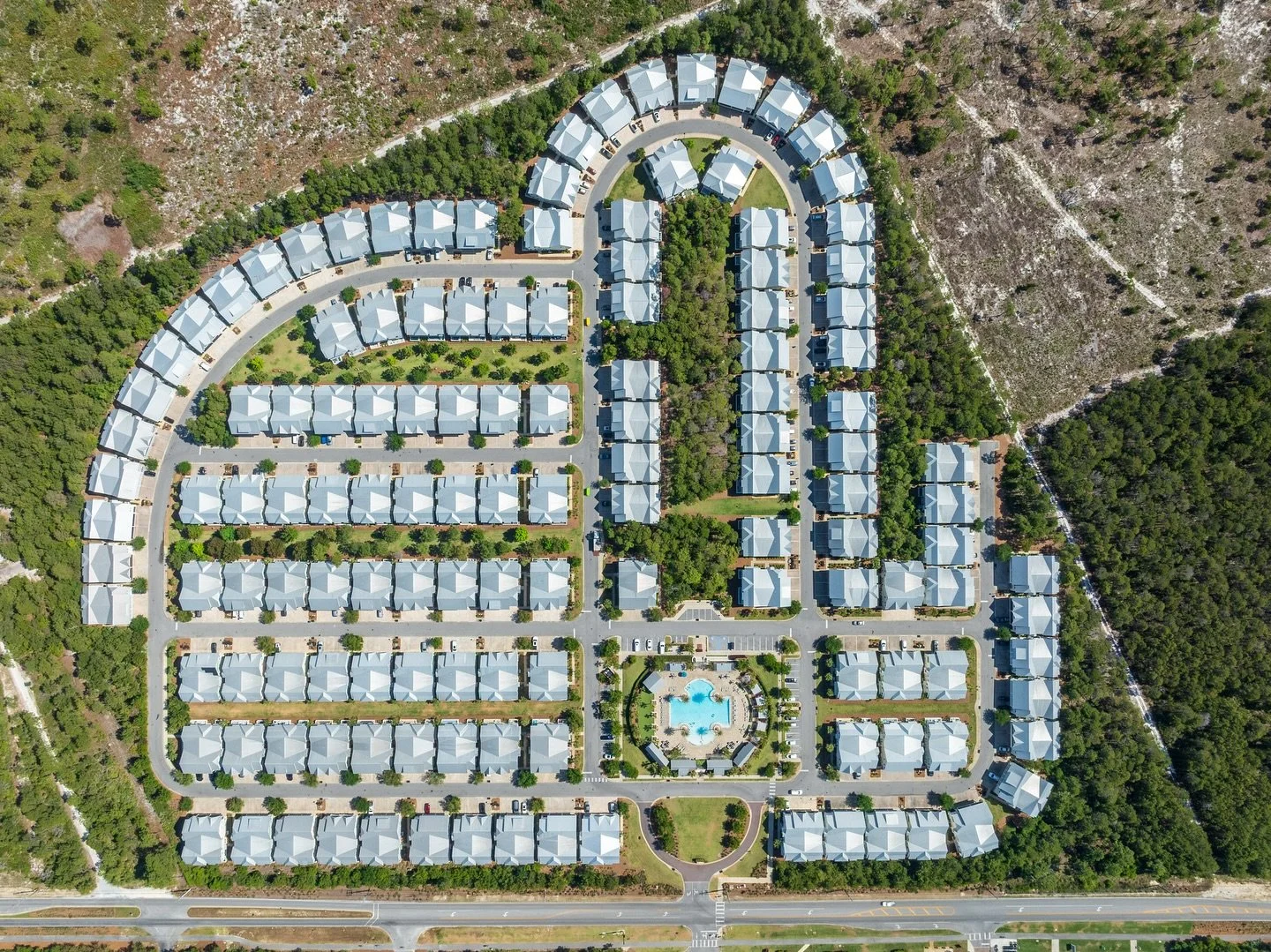 Drone photo of a subdivision on 30A in Florida!