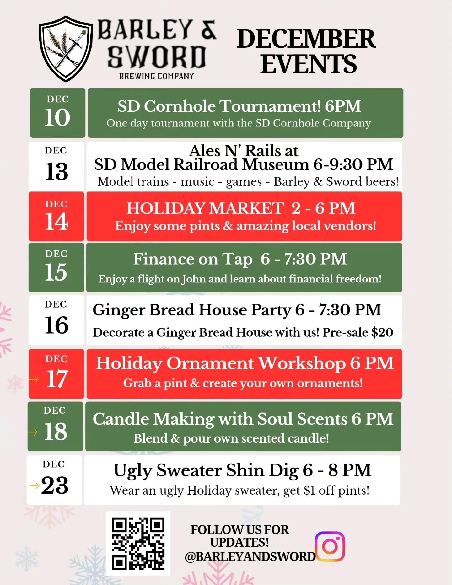 So many things to do this month!  Come join us for the festivities.