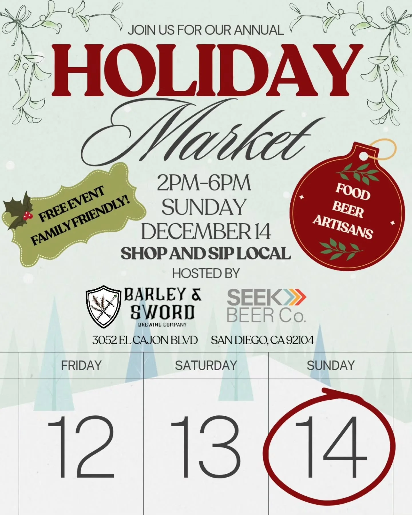 So many events coming up December 14-16!  Come join us and share in some great holiday cheer.