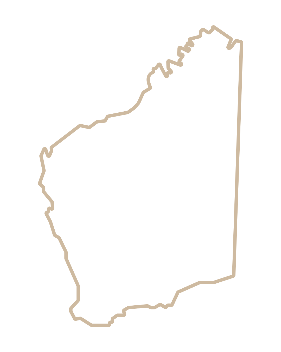 Outline map of the state of Indiana.