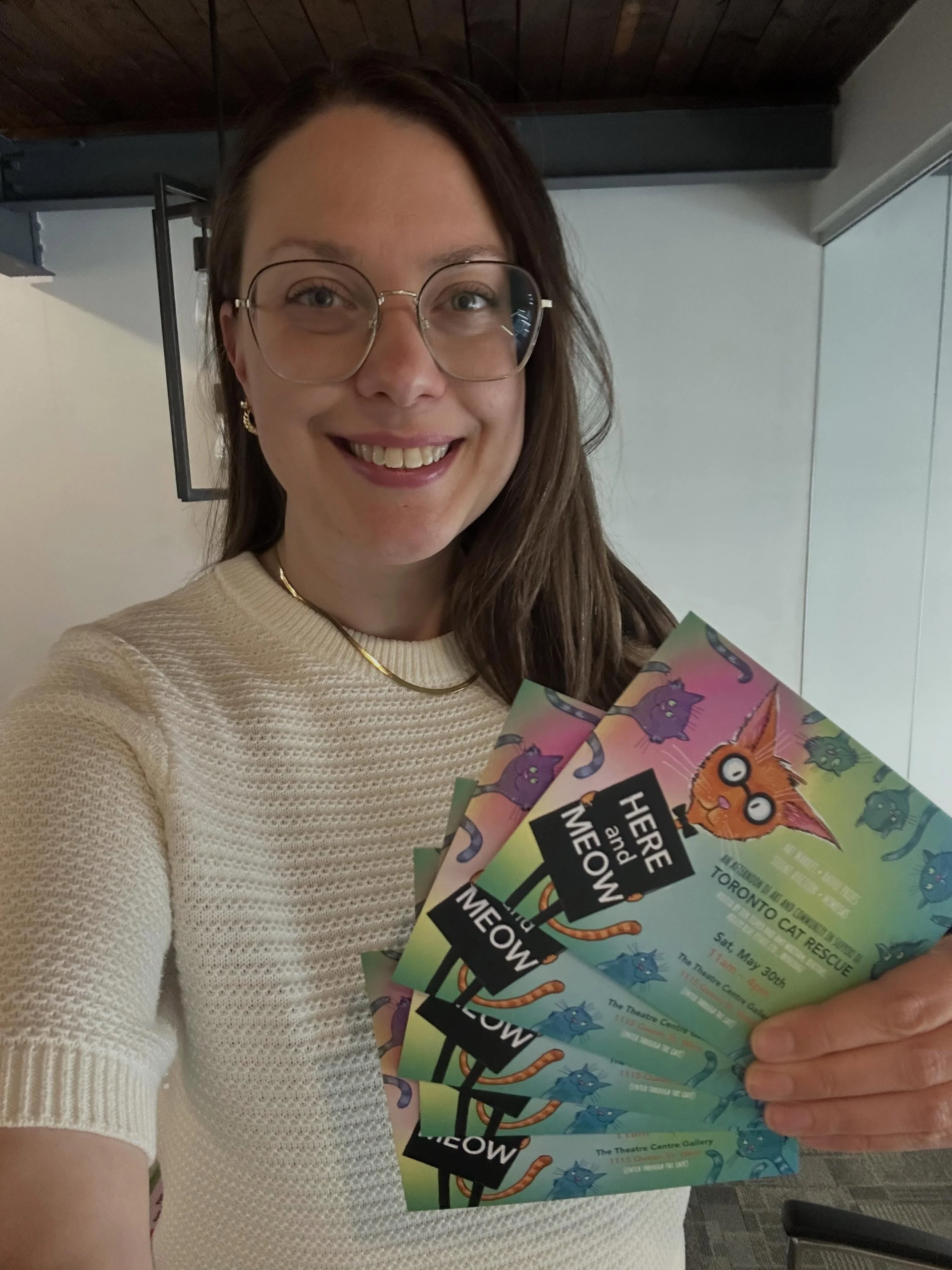 We're hitting the street to promote our Queen West community art event! 

HERE AND MEOW came together organically out of a desire to do some good in the community while also enjoying the sort of social event we would want to attend.  The featured art