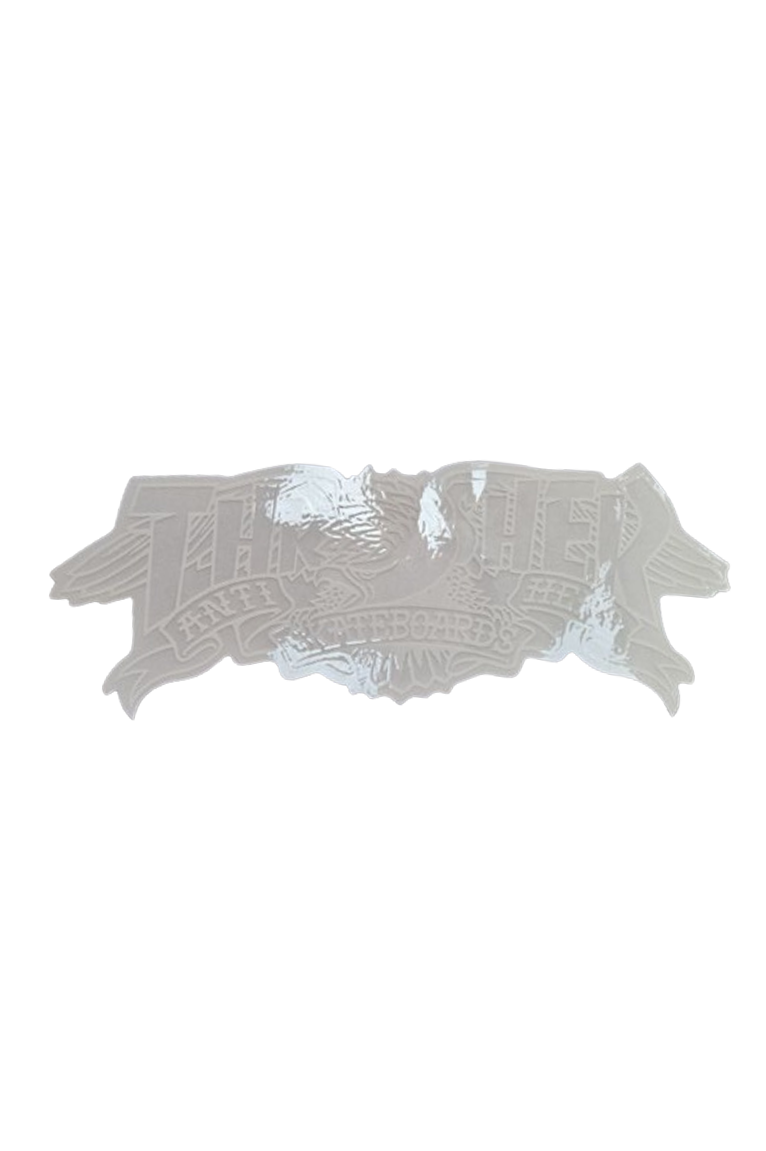 Thrasher x AntiHero Mag Banner Skateboards Sticker WHT 01.png