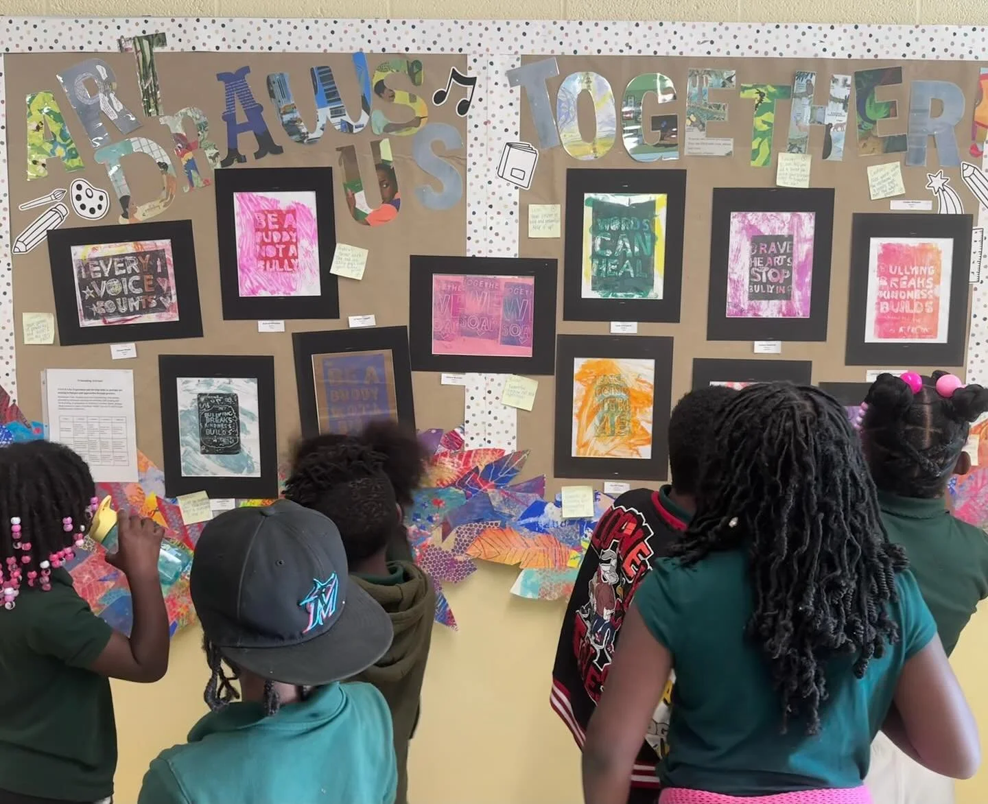 2nd-5th styrofoam block printing
PreK monoprint collage 3'x4'☺️