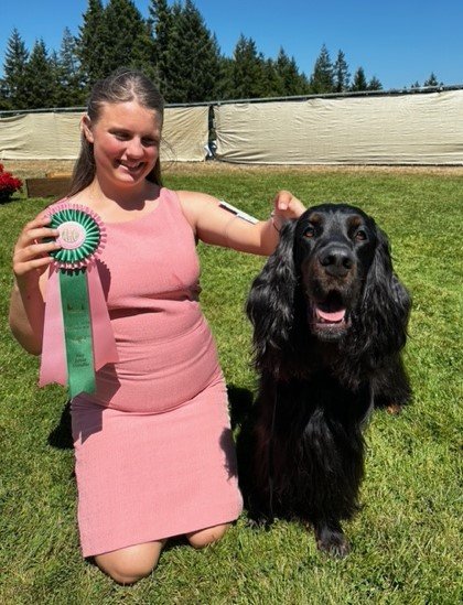 Best Junior handler....Makynleel Hudson with Gordon Setter Liam Gordon. Well deserved.