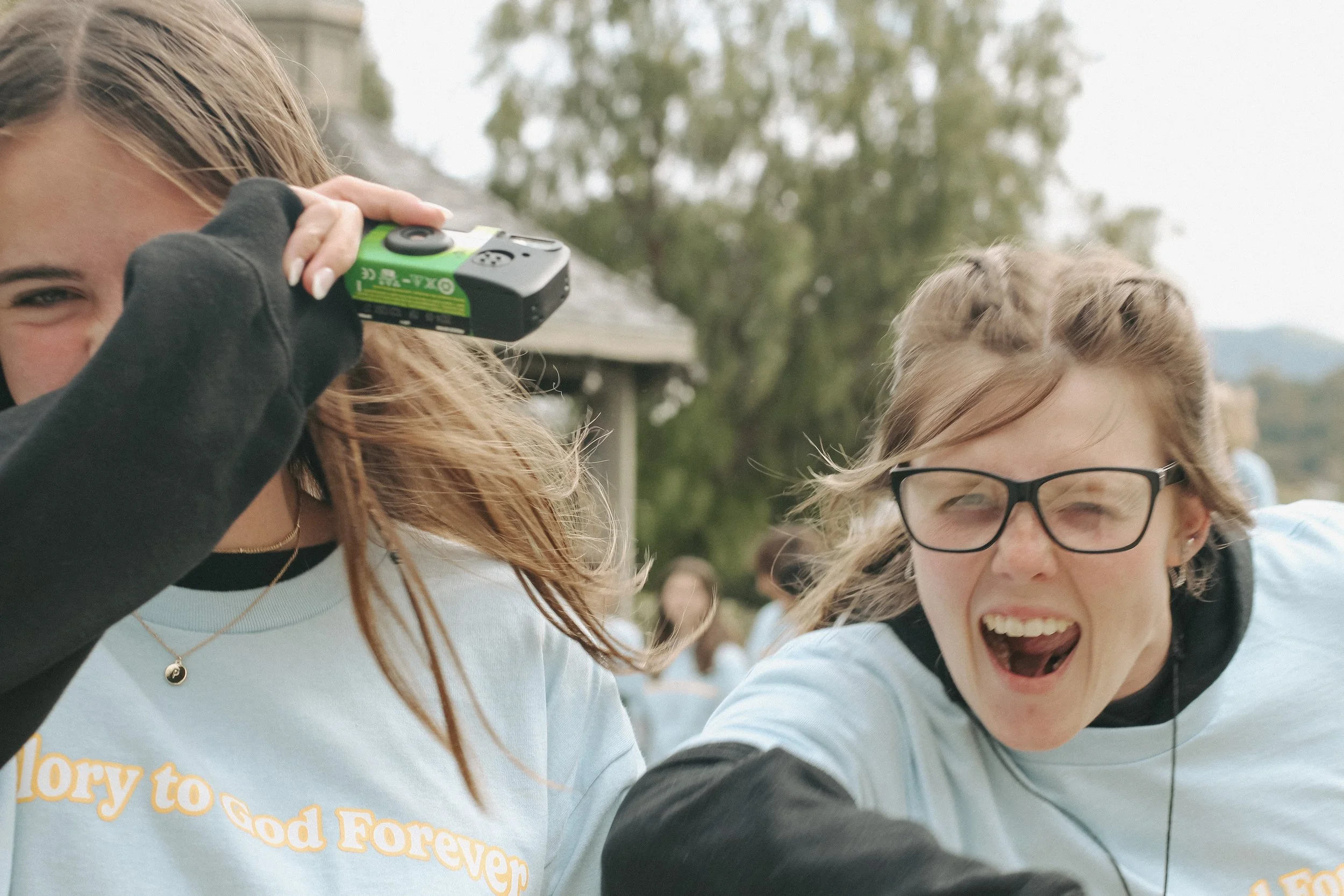Girls being silly with camera