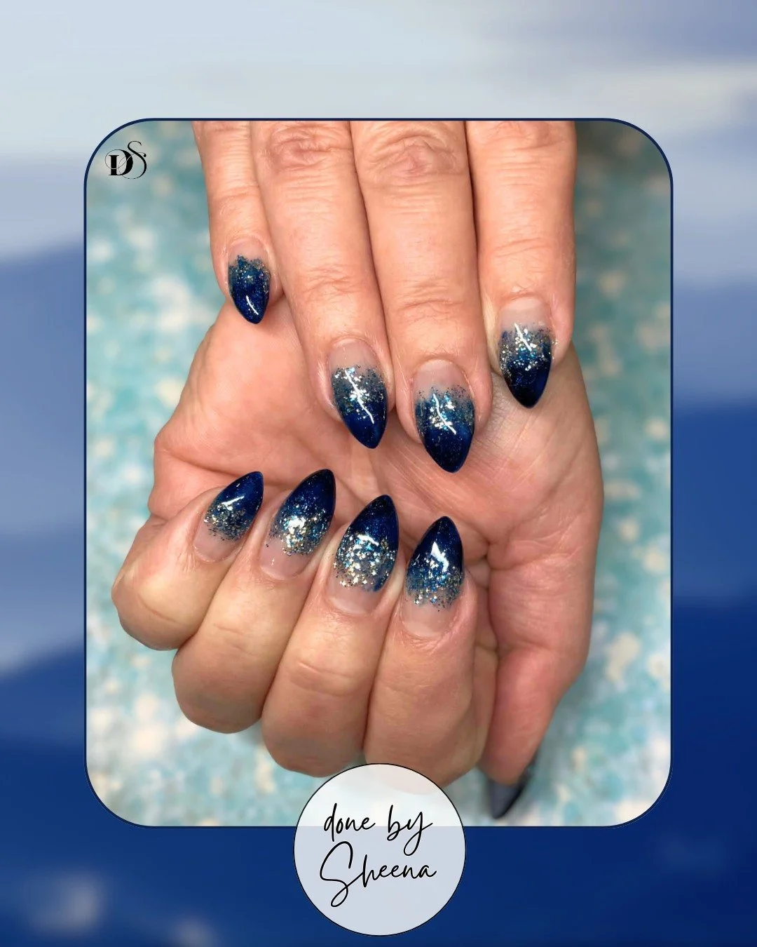 Blue glittery ombre! Sooo gorgeous 💙

Done by Sheena

Details Studio
5340 Rochdale Blvd 📍
(306) 924-4607 📞
www.detailsstudio.ca