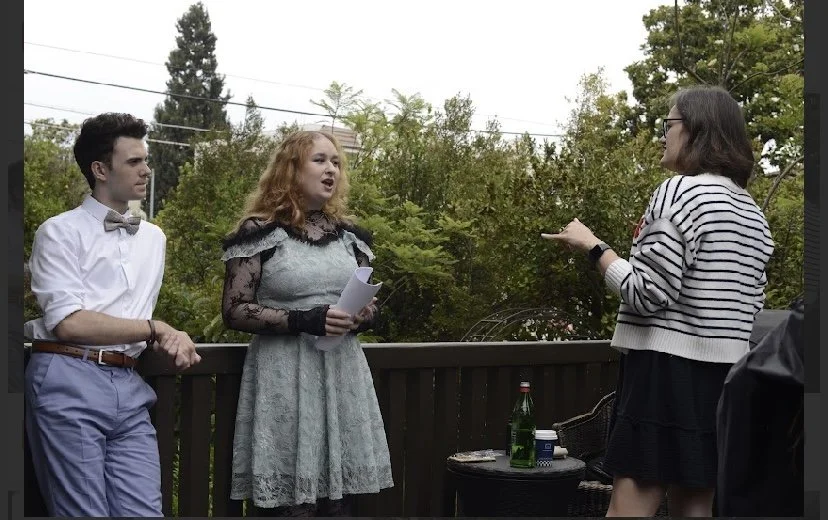 Writer-Director Alys Murray directs Julia Lester and Reed Horstmann on the set of her debut short film, Beware C*ckblocking Ghosts.