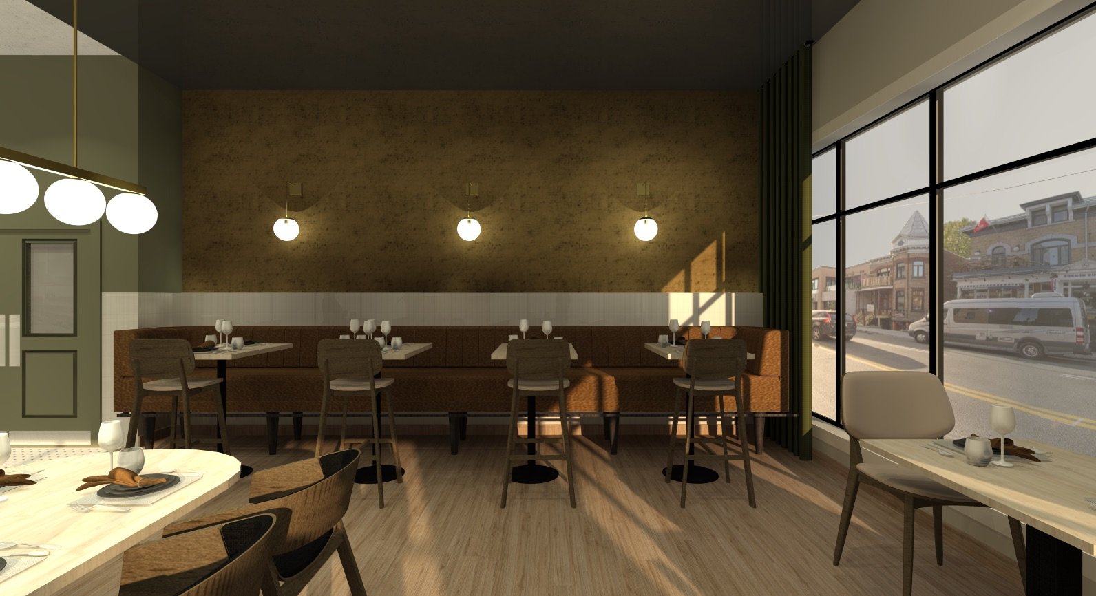 Le 155 est un concept de restauration fine offrant des tapas et un service prêt-à-emporter. Situé sur la prestigieuse rue Grande allé à Québec, le restaurant est divisé en trois espaces distincts : un comptoir caisse pour le service prêt-à-emporté et
