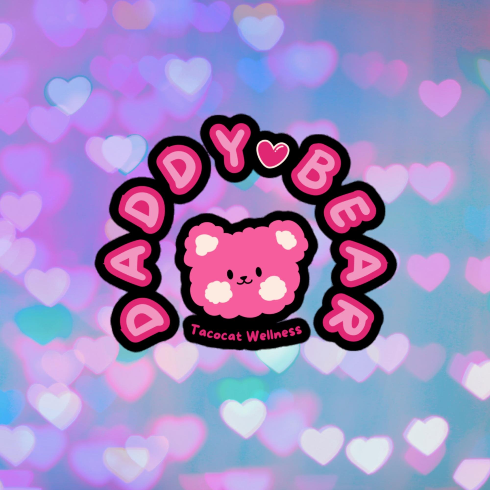 A high-opacity vinyl sticker featuring a bold teddy bear face and the text “Daddy Bear.”