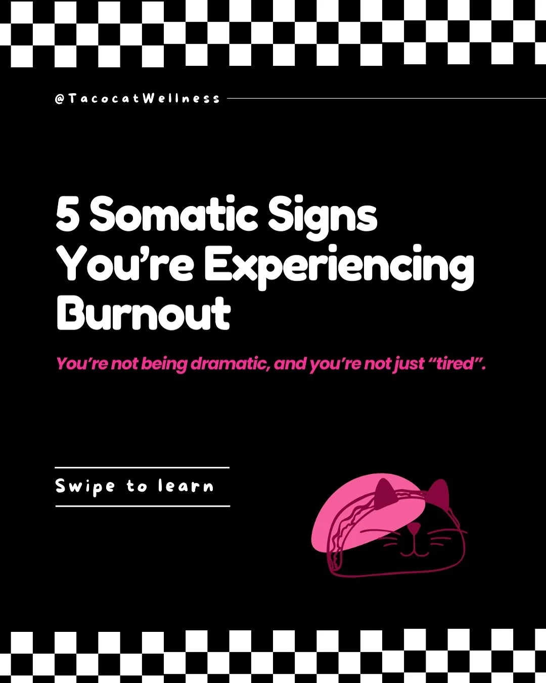 Burnout doesn’t just live in your brain — it lives in your body.
Here are 5 somatic signs you may be experiencing burnout:
- Shallow breathing or difficulty exhaling.
- Ongoing fatigue that rest doesn’t fix.
- Headaches, jaw ten