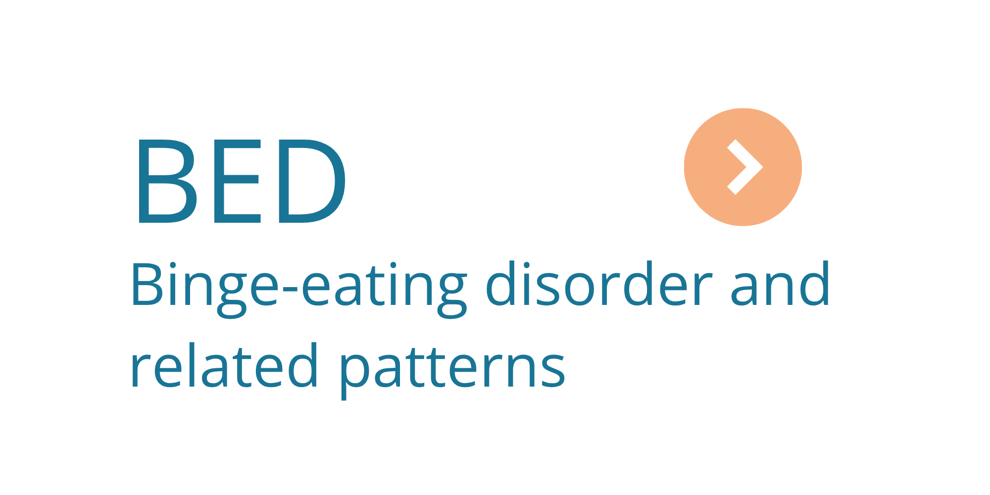 Title slide with the word 'BED' and the subtitle 'Binge-eating disorder and related patterns' with a right arrow icon.