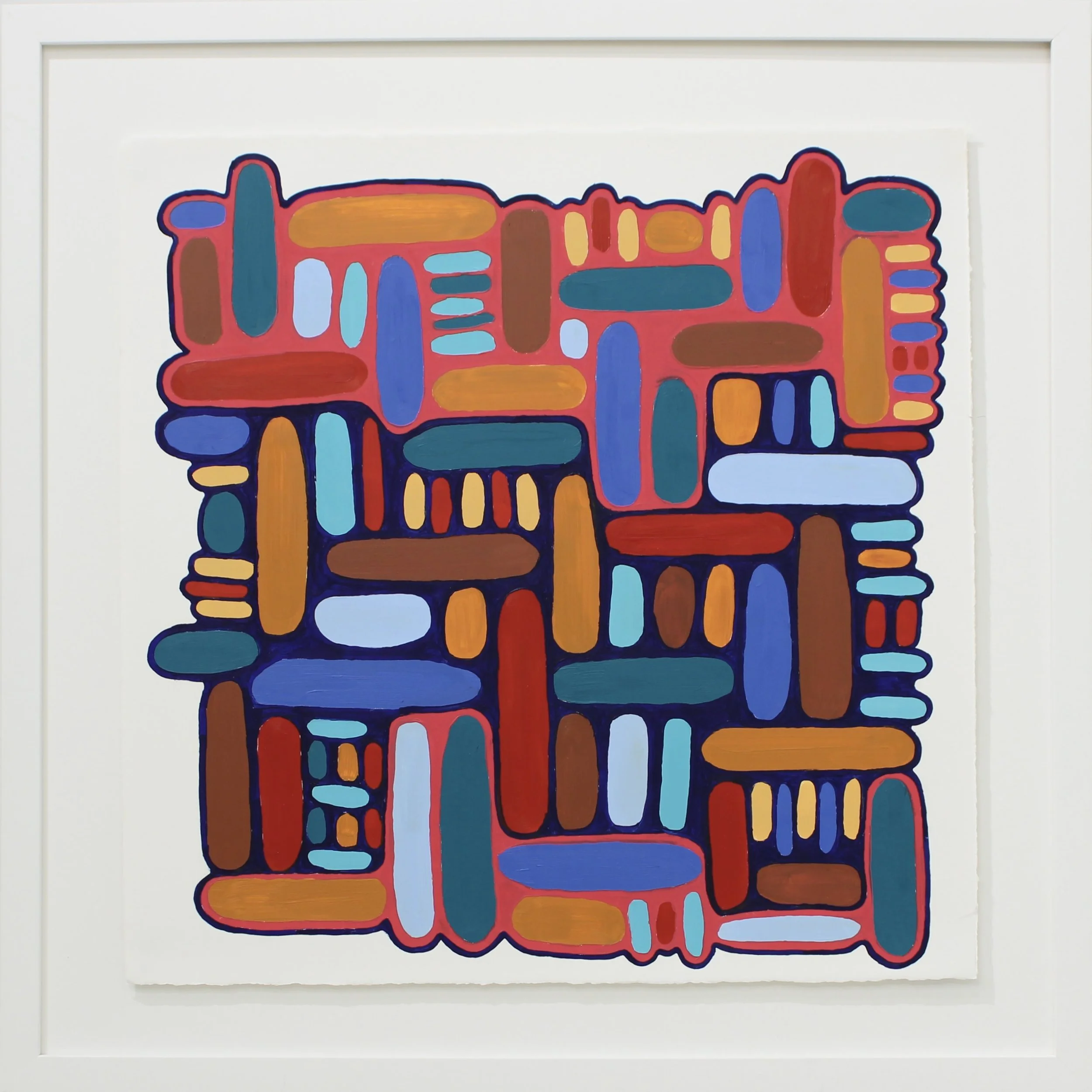 Sunset's Shield, oil on printmaking paper, 29 x 29 inches framed