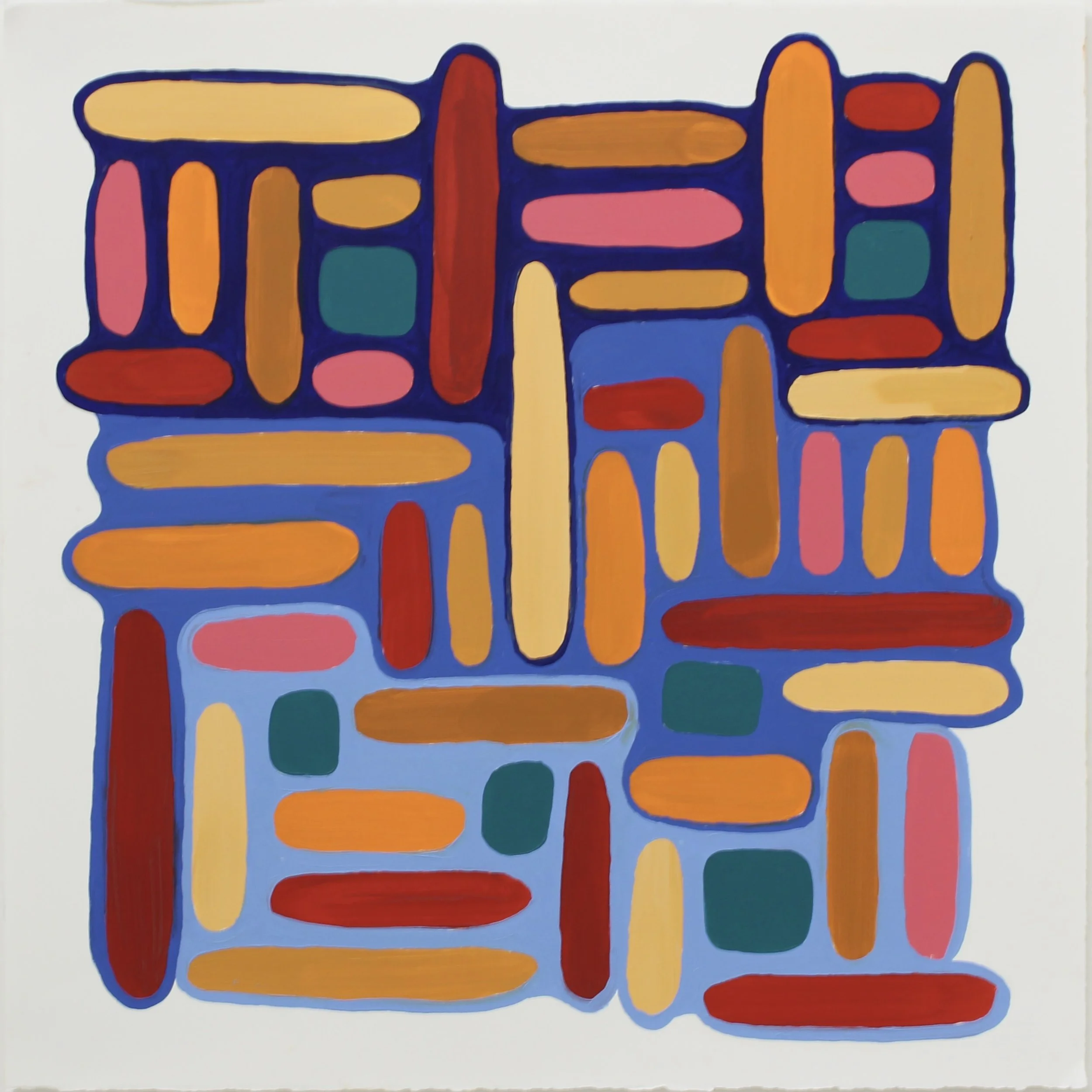 Gathering Spaces, oil on printmaking paper