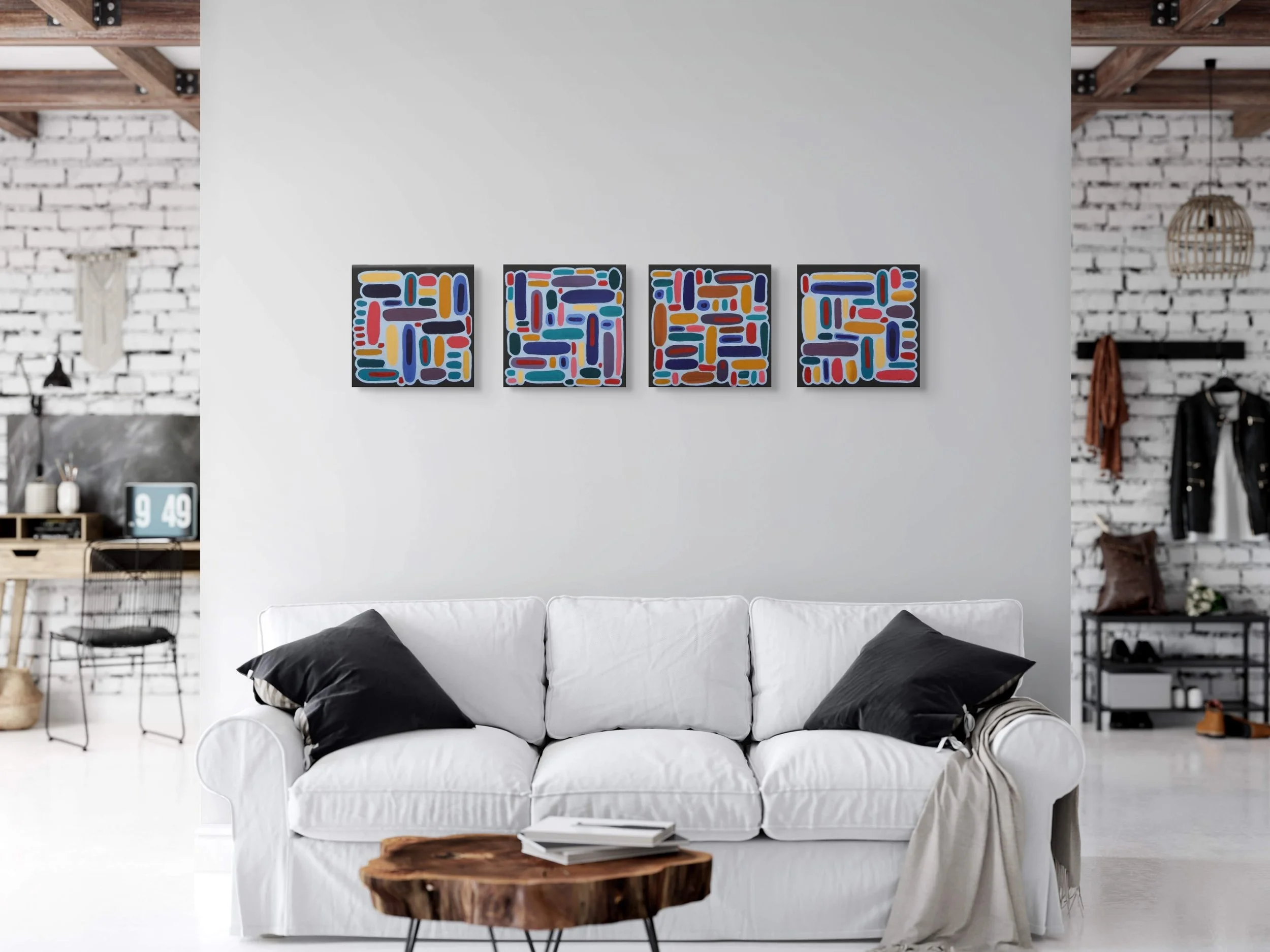 Verse XI and XII, oil on canvas, 12 x 12 inches each