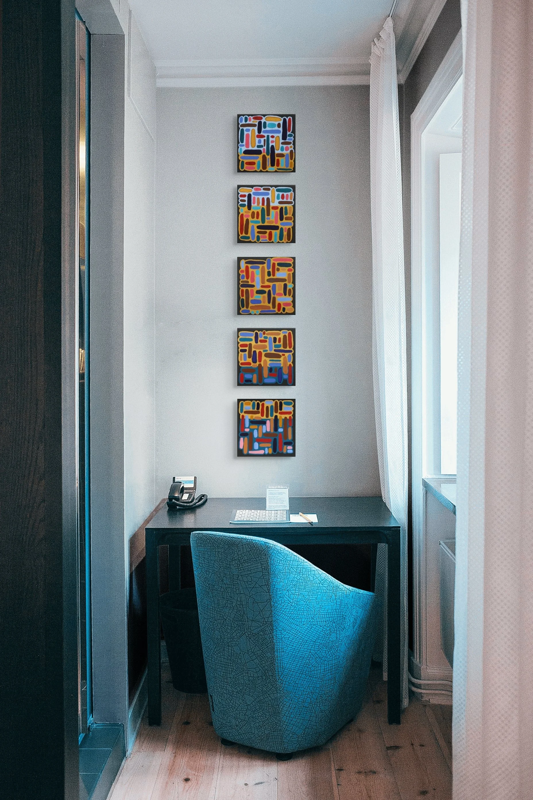 Verse VI, VII, and VIII, oil on canvas, 10 x 10 inches each