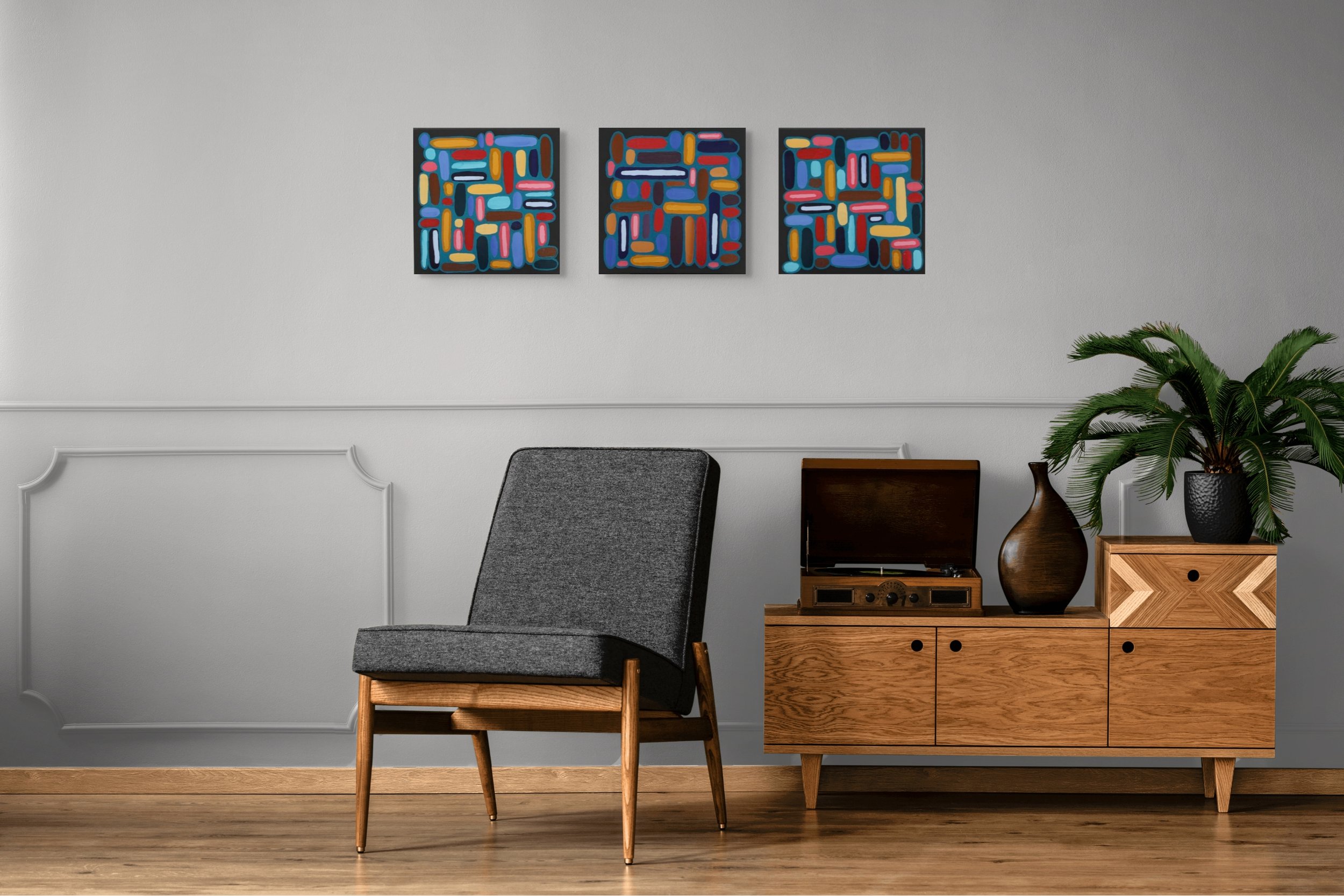 Verse XVII, oil on canvas, 16 x 16 inches each