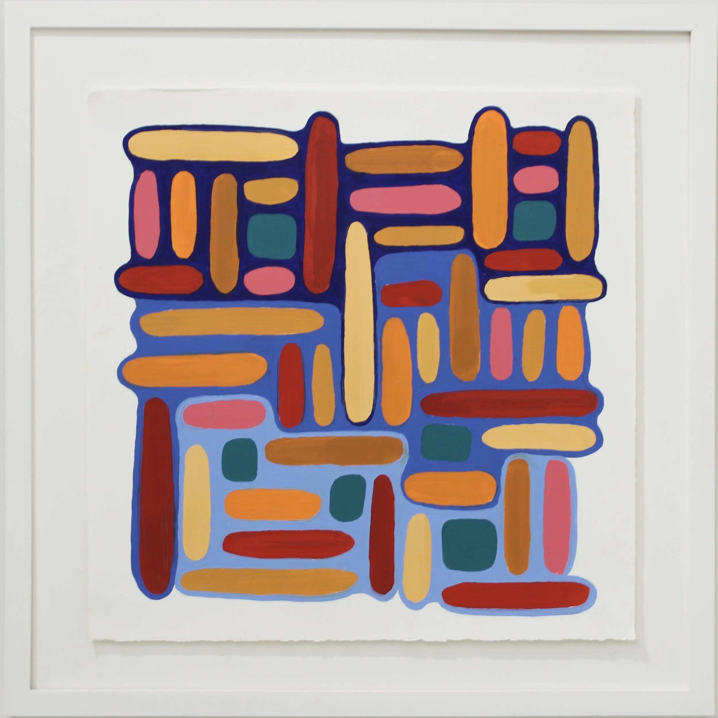 Gathering Spaces, oil on printmaking paper, 29 x 29 inches framed