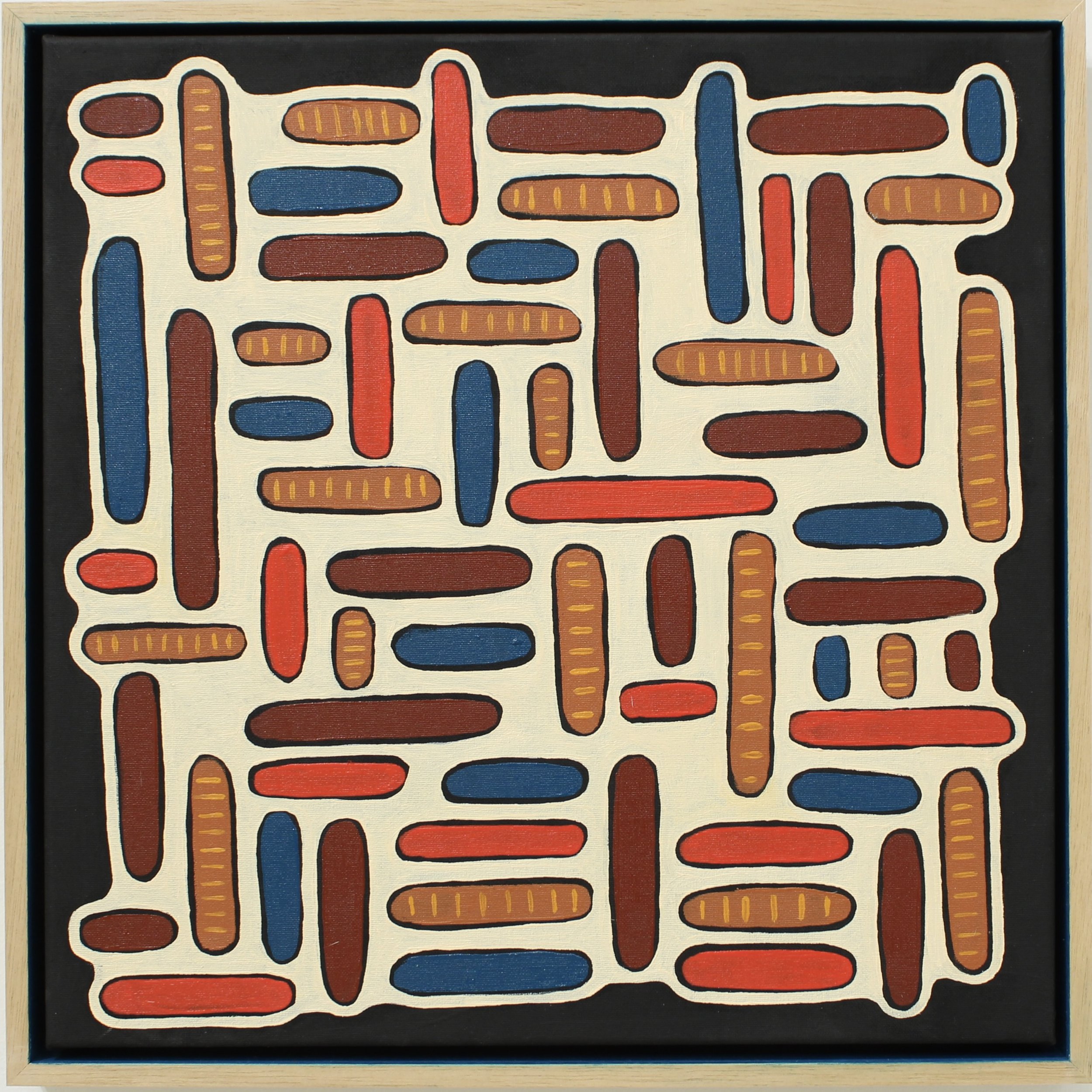 What the Slip Remembers, oil on canvas in maple frame, 17 x 17 x 2 inches