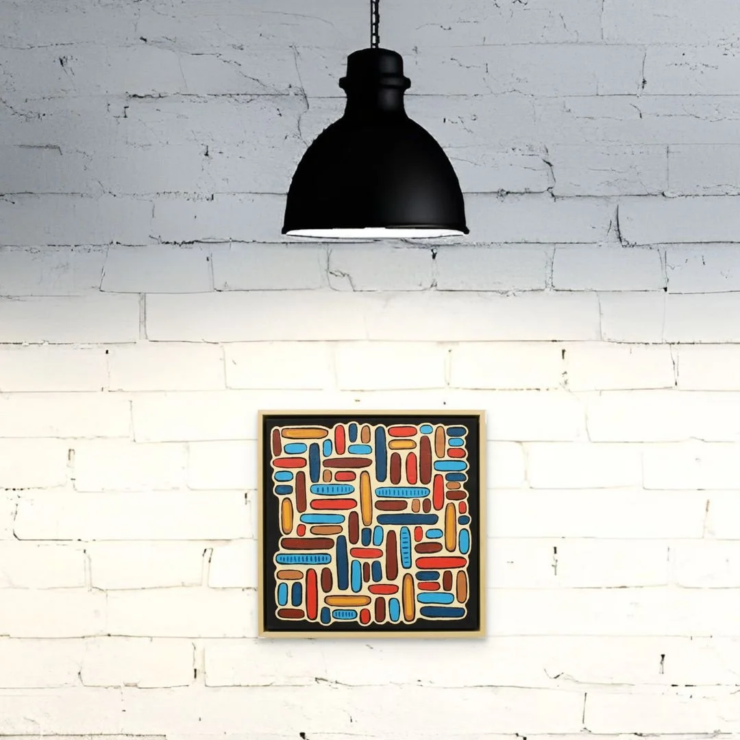 The Naming, oil on canvas in maple frame, 17 x 17 x 2 inches