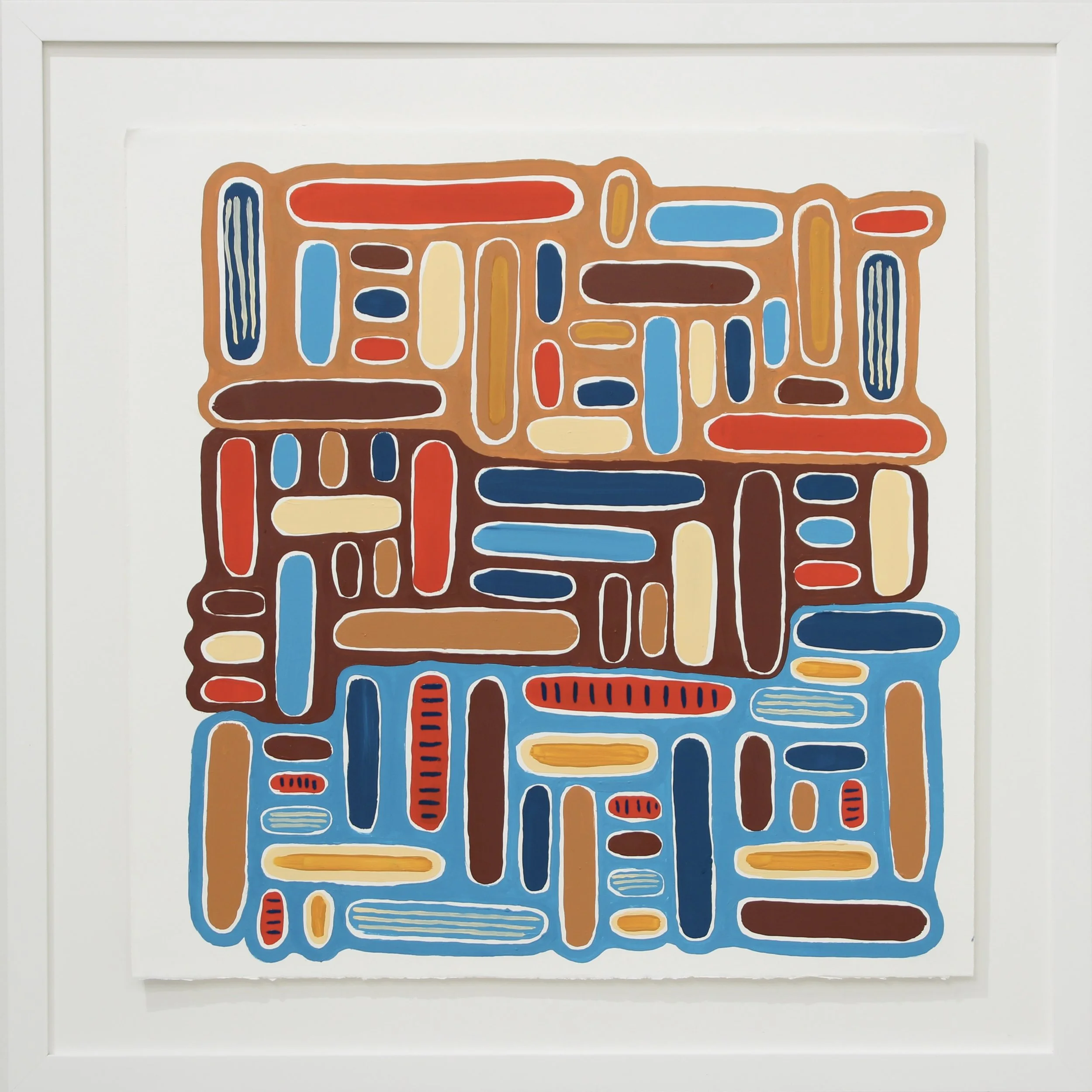 Stratified, oil on printmaking paper (framed), 29 x 29 x 1 inches