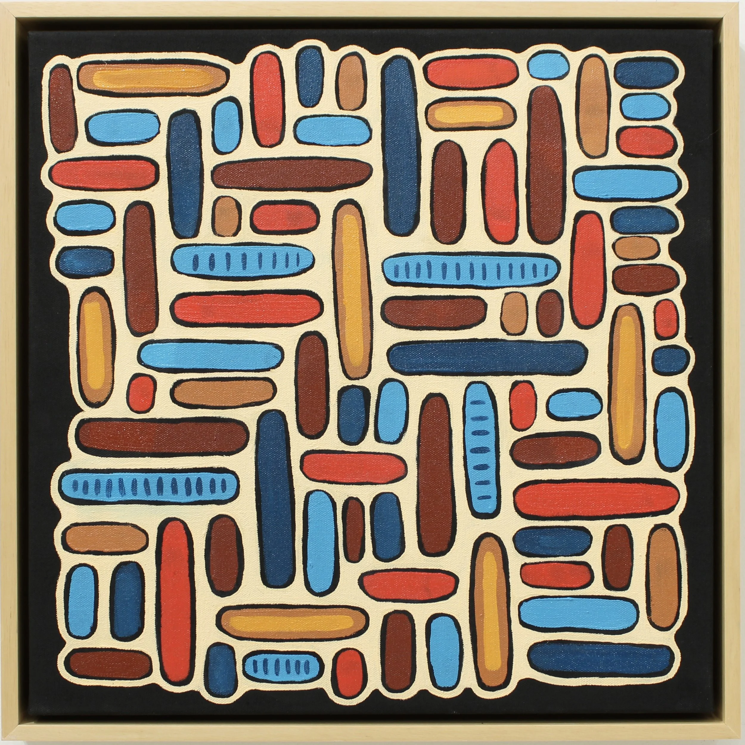 The Naming, oil on canvas in maple frame, 17 x 17 x 2 inches