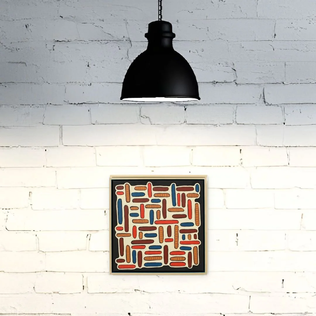 What the Slip Remembers, oil on canvas in maple frame, 17 x 17 x 2 inches