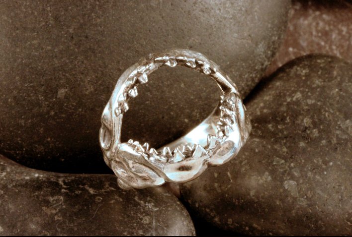 Sterling Silver Shark Jaw Ring