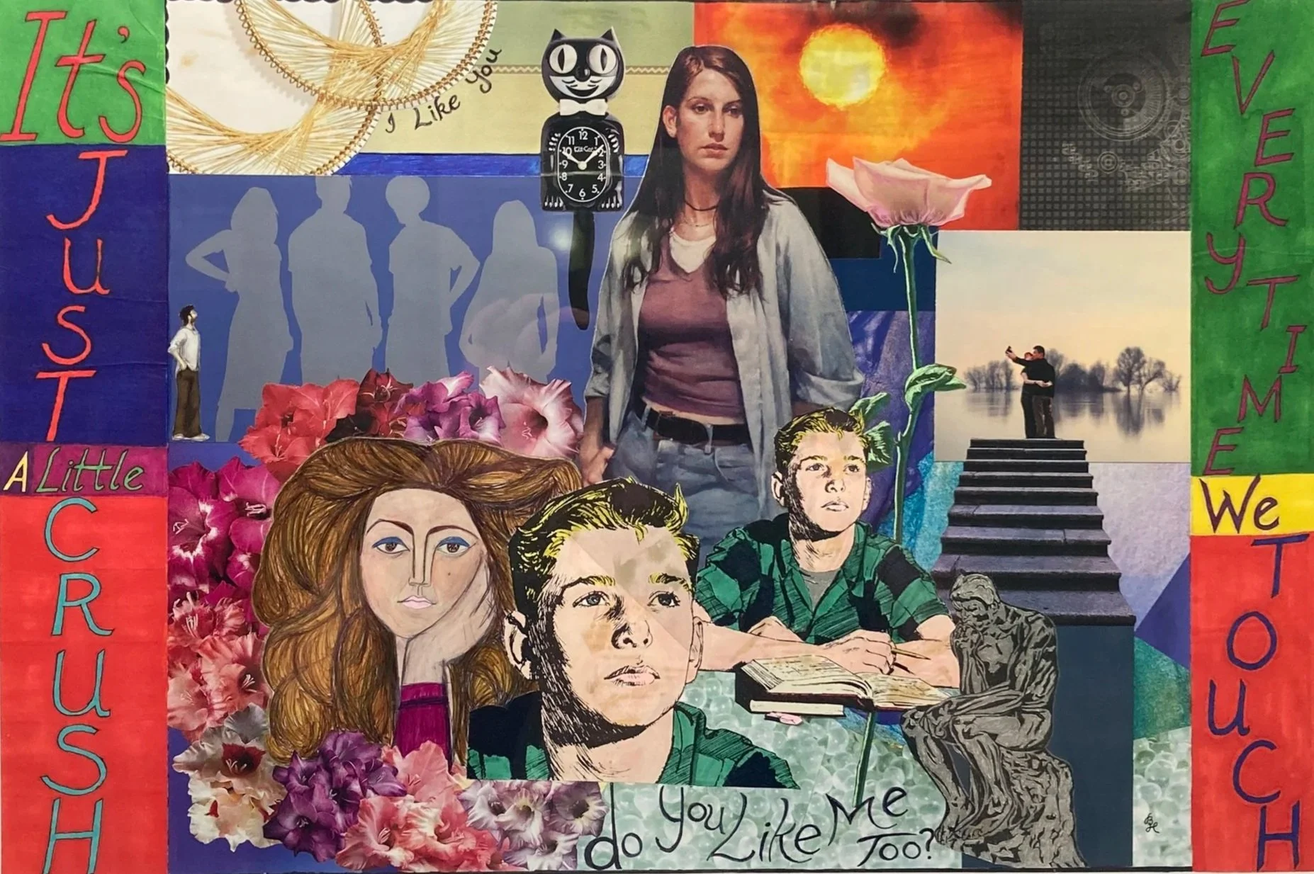 A full image view of the mixed media collage, "Just a Little Crush."