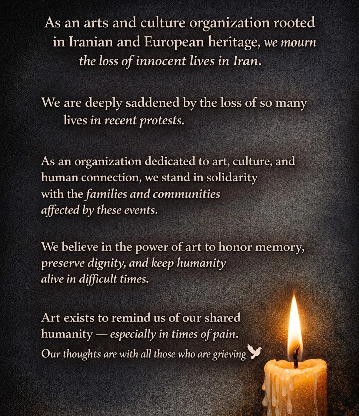 #EuroPersianArts #CulturalSolidarity #InMemoriam #WeRemember #StandInSolidarity HumanityFirst RememberTheInnocen