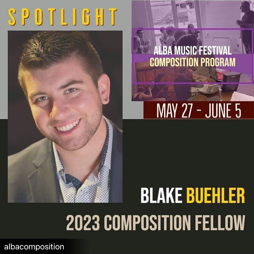The countdown is well underway! My first stop this summer is in Alba, Italy for the Alba Music Festival Composition Program. Reposted from @albacomposition 

Todays Composer Spotlight is Blake Buehler!

Blake Dylan Buehler (b. 2000) is a composer, ed
