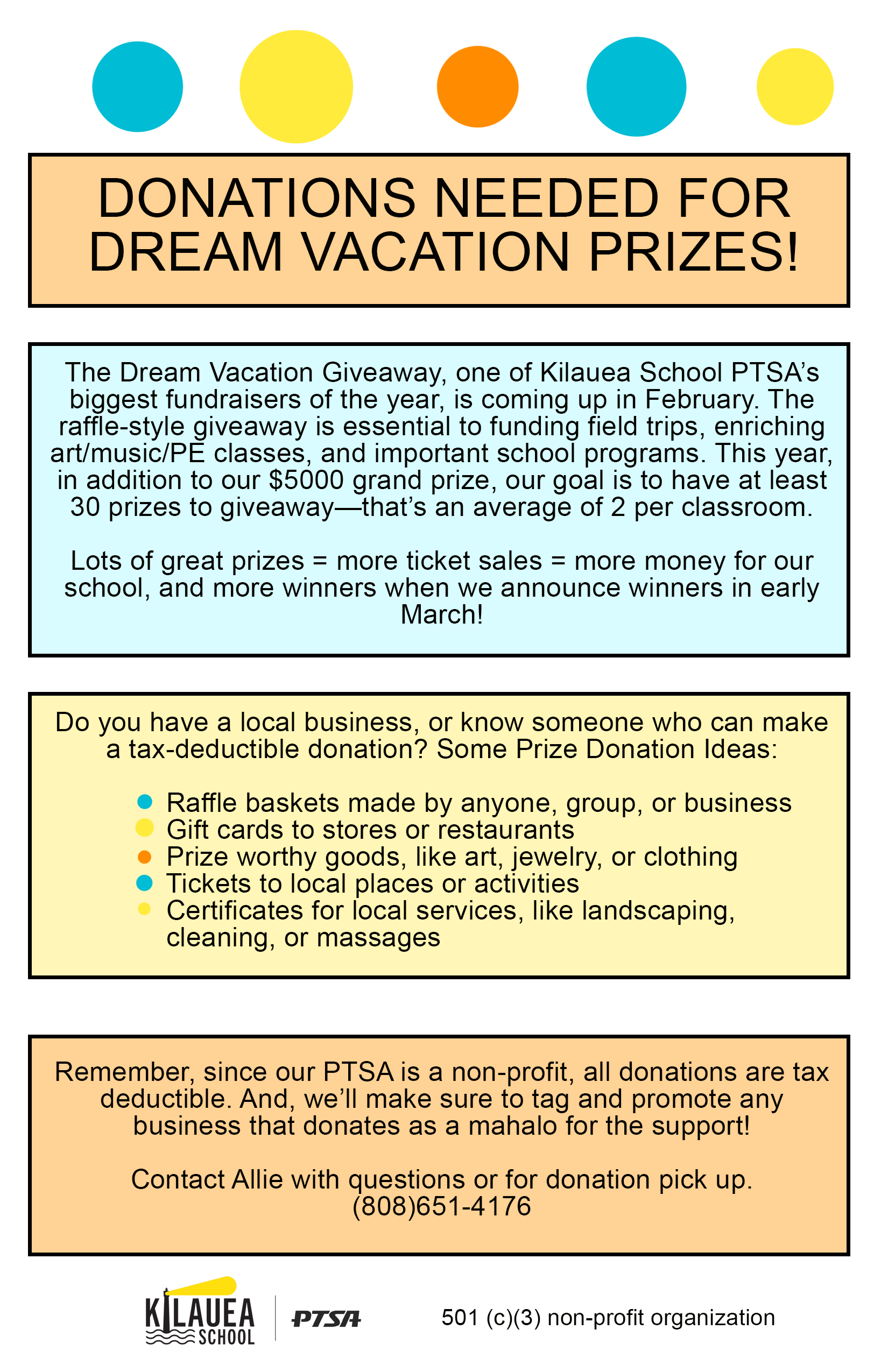 PRIZE DONATIONS NEEDED FOR UPCOMING FUNDRAISER