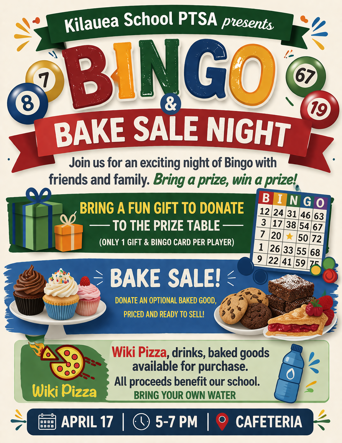 JOIN US: BINGO &amp; BAKE SALE, A FREE EVENT AT KILAUEA SCHOOL!