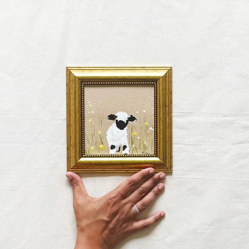 Baby Sheep comforting painting