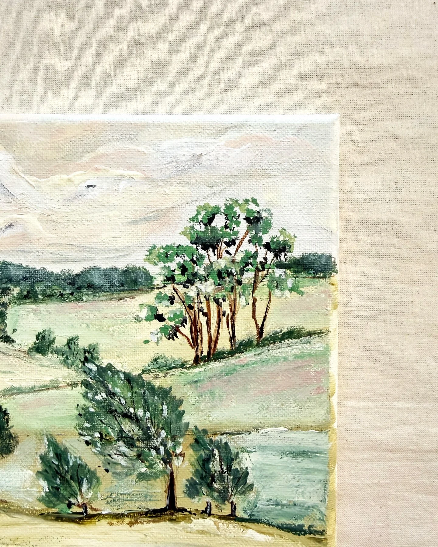 Fields filled with beautiful, lush trees. I could stand and stare at a tree for hours. What&rsquo;s your favorite part of nature?

Lush tree landscape fine art painting.