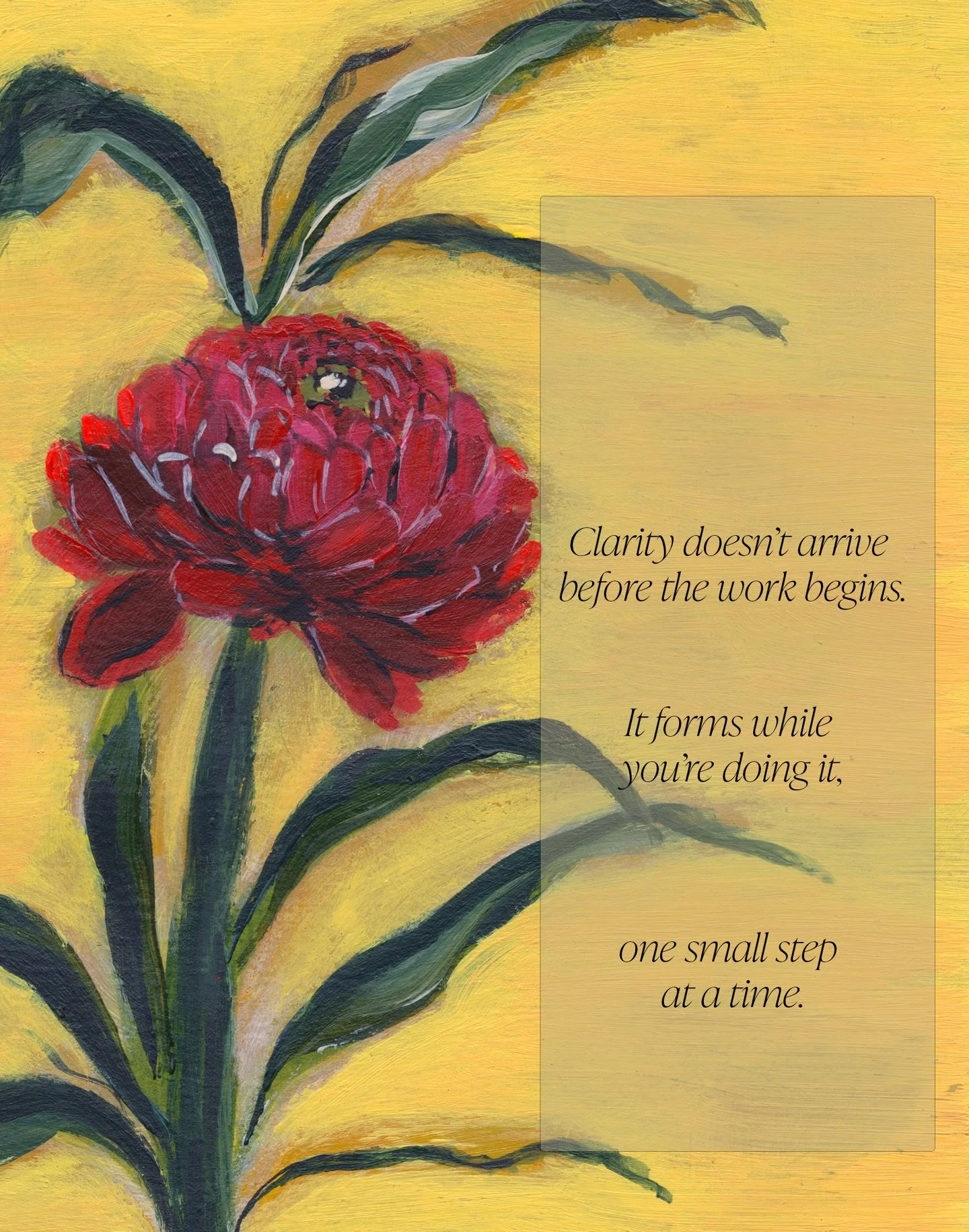 Thoughts that ought to be repeated everyday. The ambiguity of what next can be so crippling, however, the simple act of starting the work can bring so much clarity along the way. 

#powerfulquotes #powerfulwomen #powerfulart
