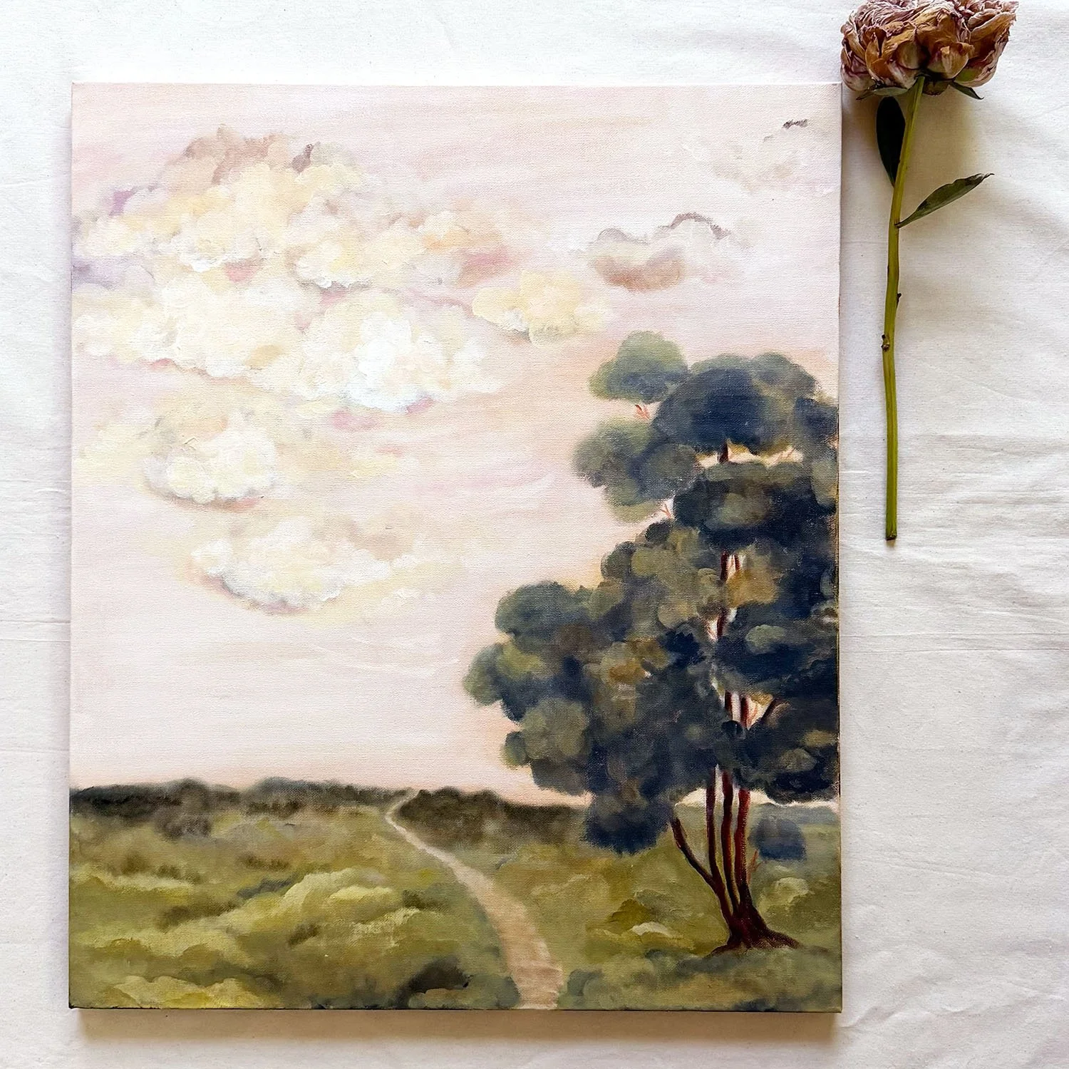 Ramya Rajiv original fine art landscape painting, My Own Place, acrylic on gallery canvas.