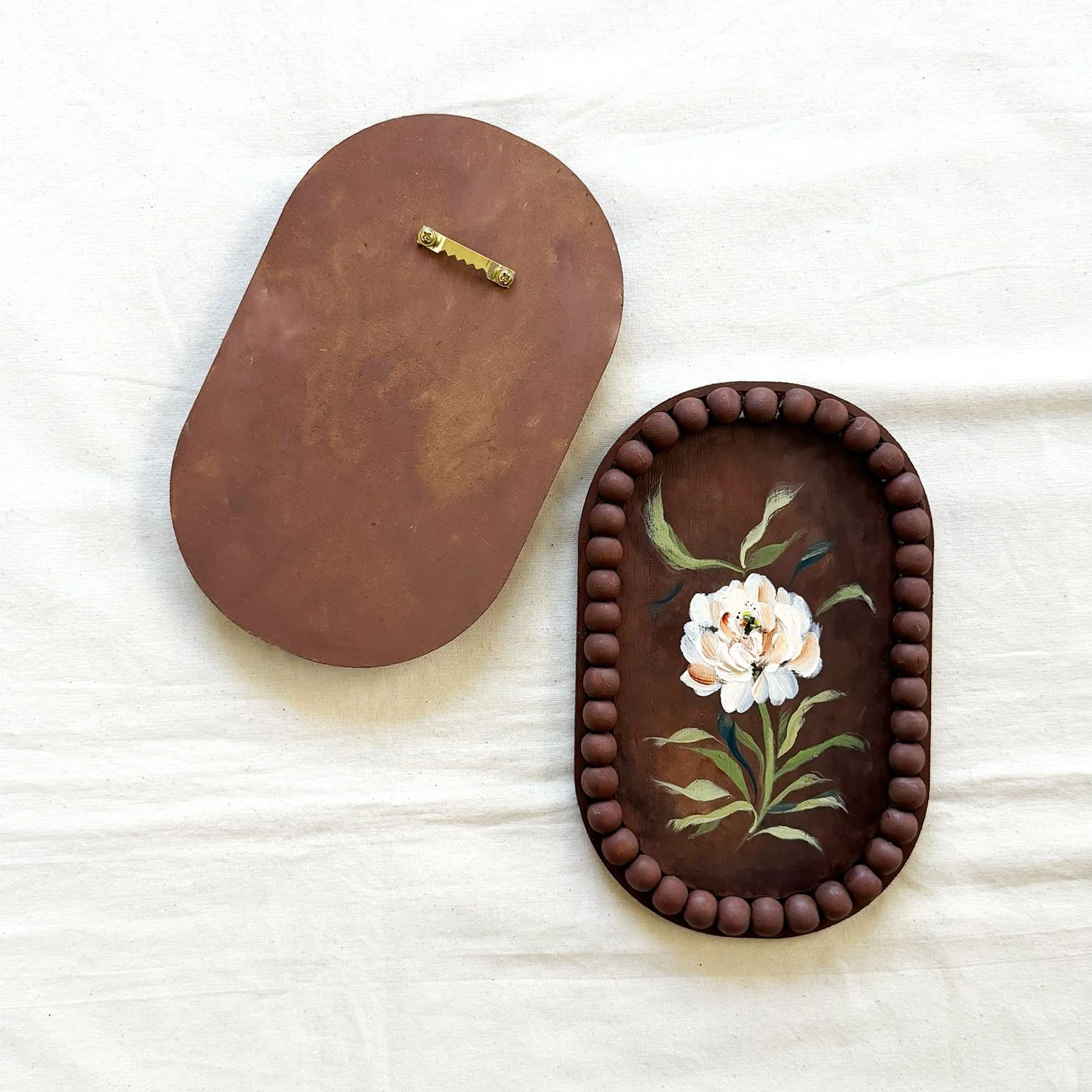 Original 5x7 acrylic floral art on wood featuring sculptural white blooms and dark background.