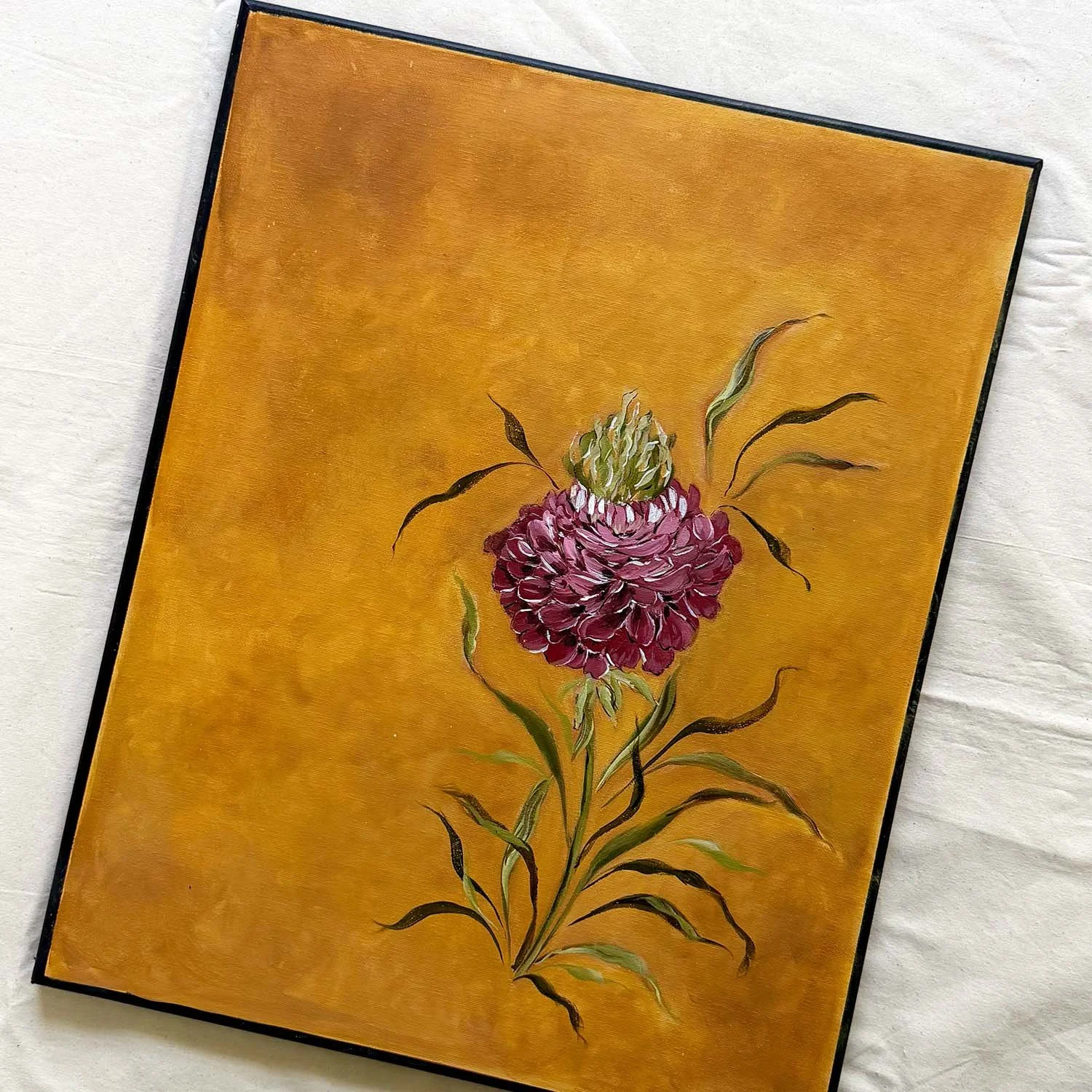 Modern classic floral painting, framed original canvas artwork for moody maximalist home decor