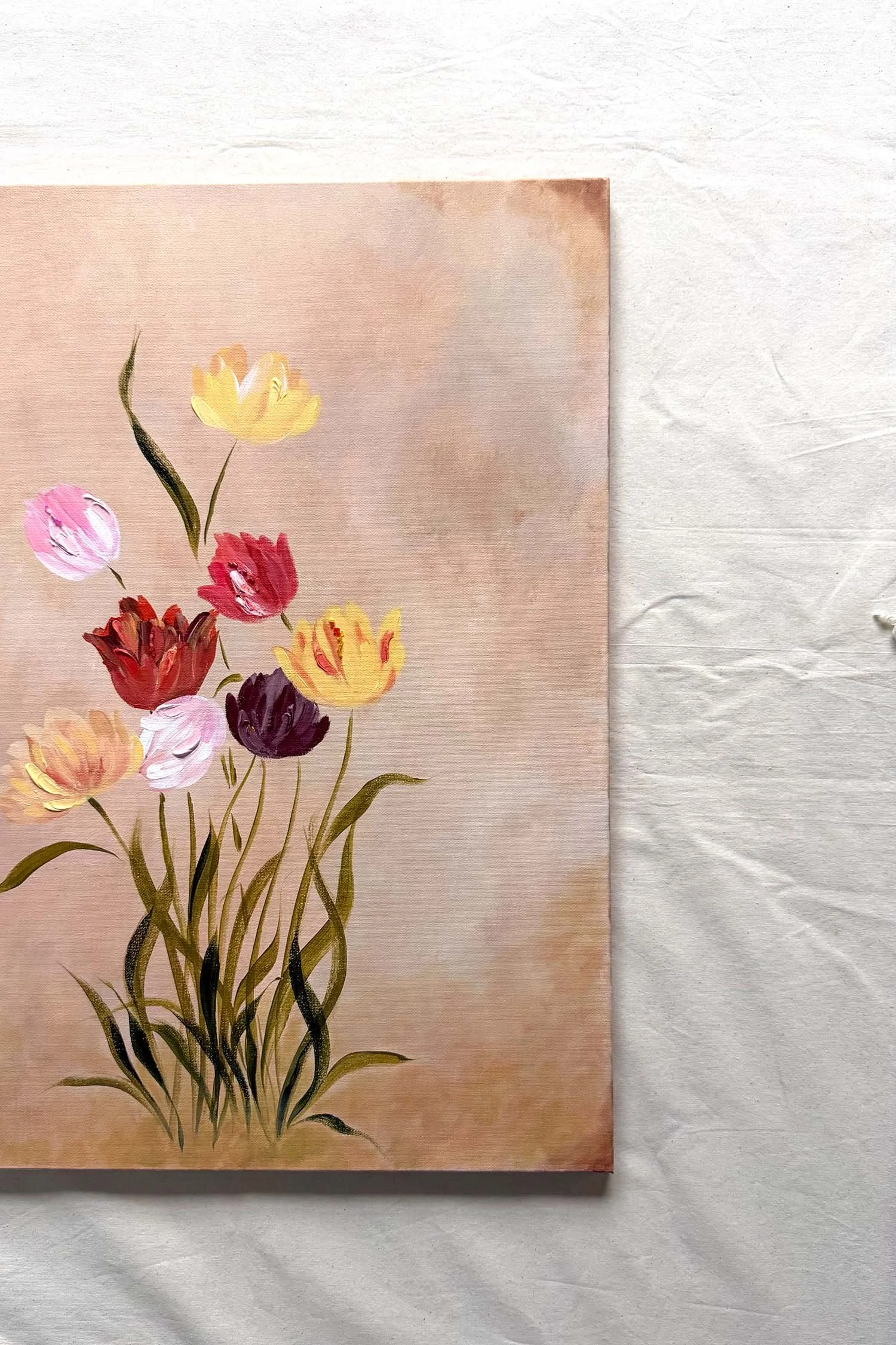 Original acrylic tulip painting, romantic botanical wall art, 20x24