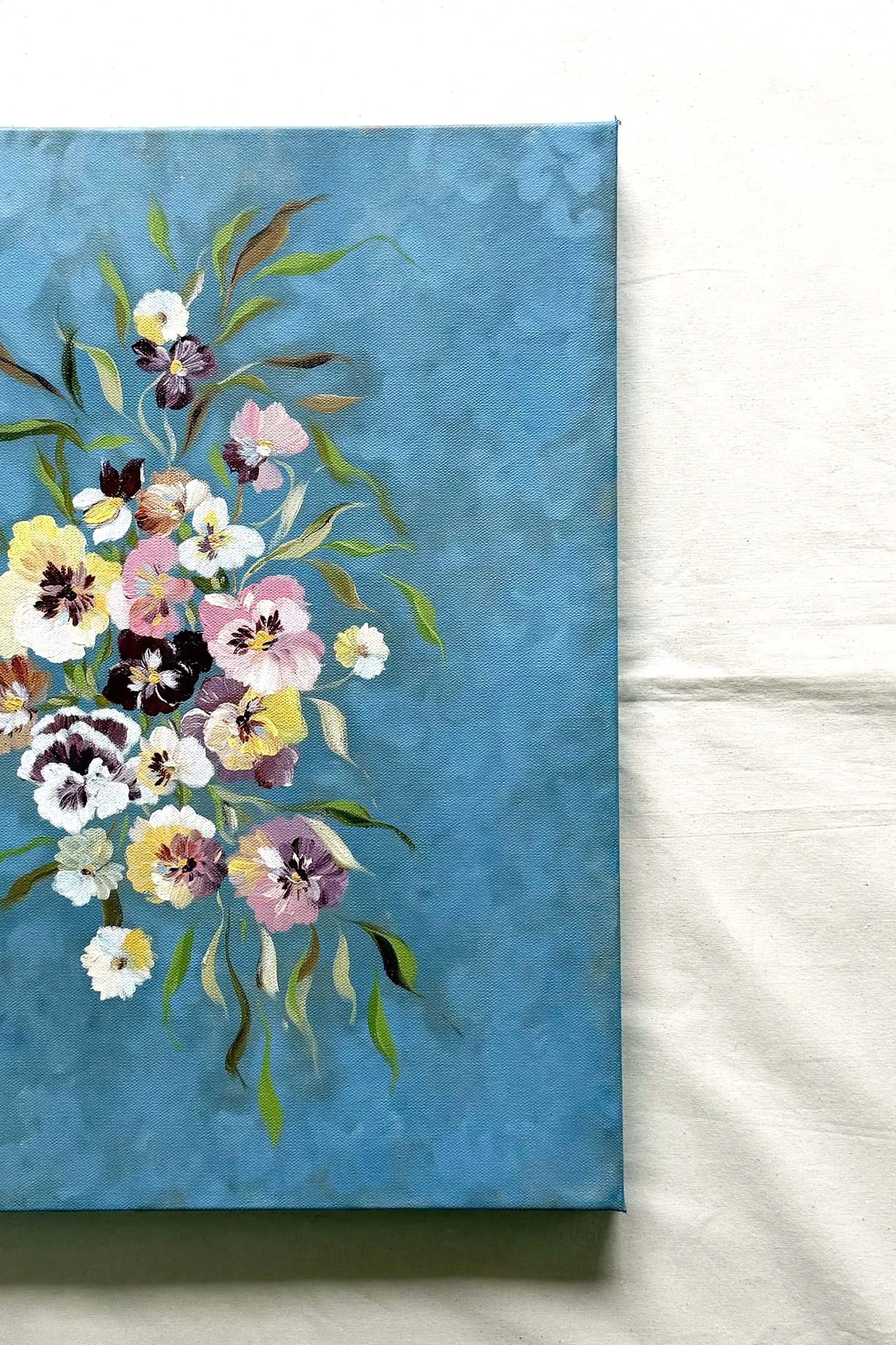 Modern classic luxury wall decor showing a romantic, unframed textured still life.