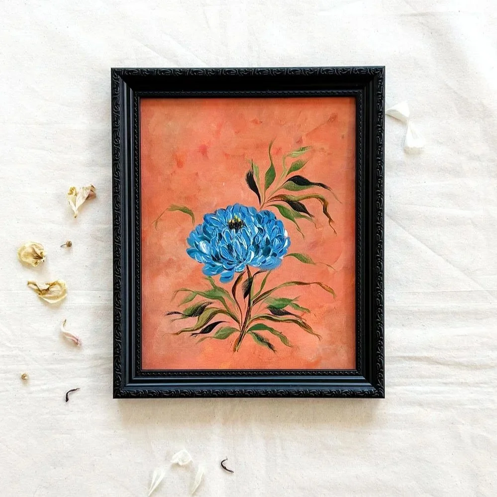 Blue+Flower+on+terracota+orange+floral+artwork.jpg