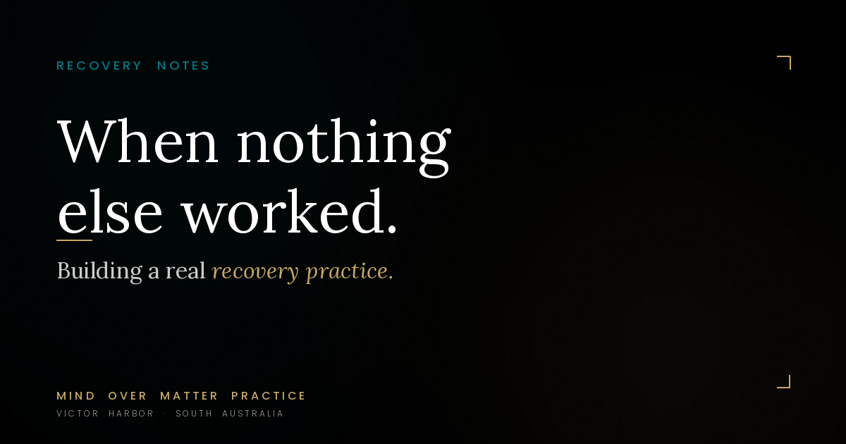 When Nothing Else Worked: Building a Real Recovery Practice